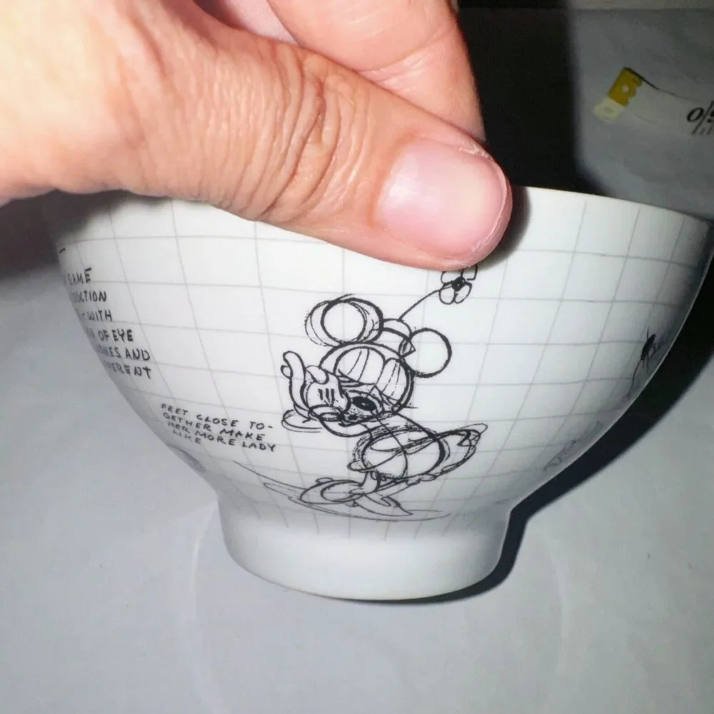 Disney Mickey Minnie Mouse Sketchbook Bowls Set 2 Ceramic Soup Cereal Salad